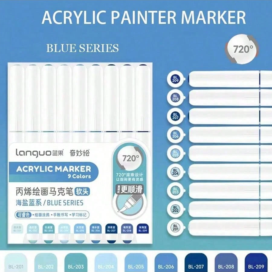Акрилові маркери Languo Blue (9 шт.)
